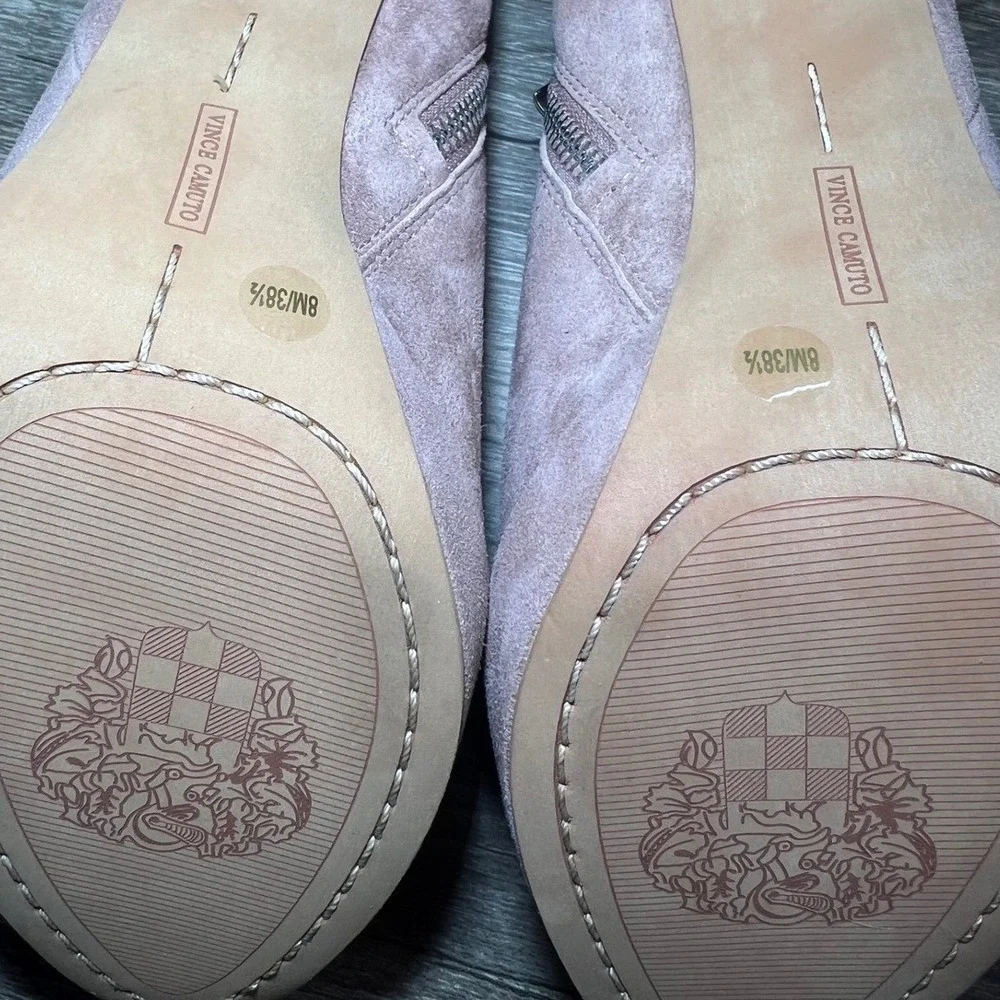 Vince Camuto Suede Ankle Booties Blush Taupe‎ Heel 8.5 Side Zip Stiletto